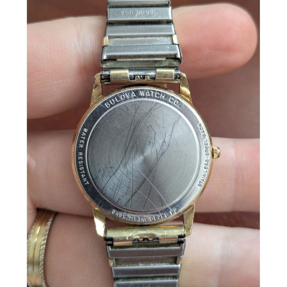 Bulova Accutron IAM Union Watch Gold Tone Quartz Speidel Band 33mm Machinists - Picture 6 of 7